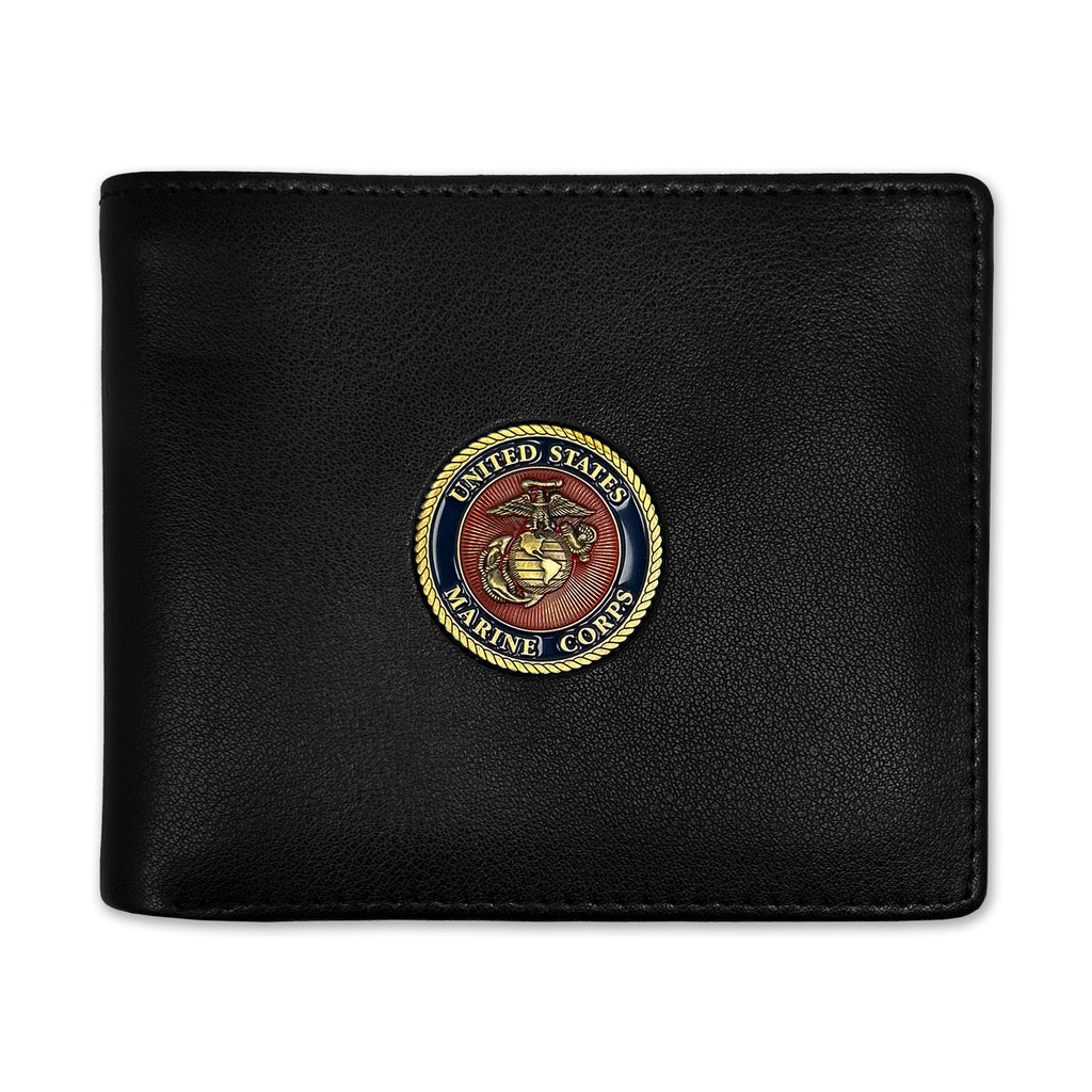 Marines Seal Medallion Bifold Wallet (Black)