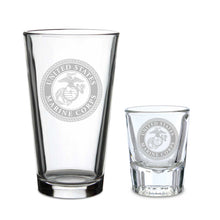 Load image into Gallery viewer, Marines Seal Set of 16oz Pint Glass w/ 2oz Classic Shot Glass*