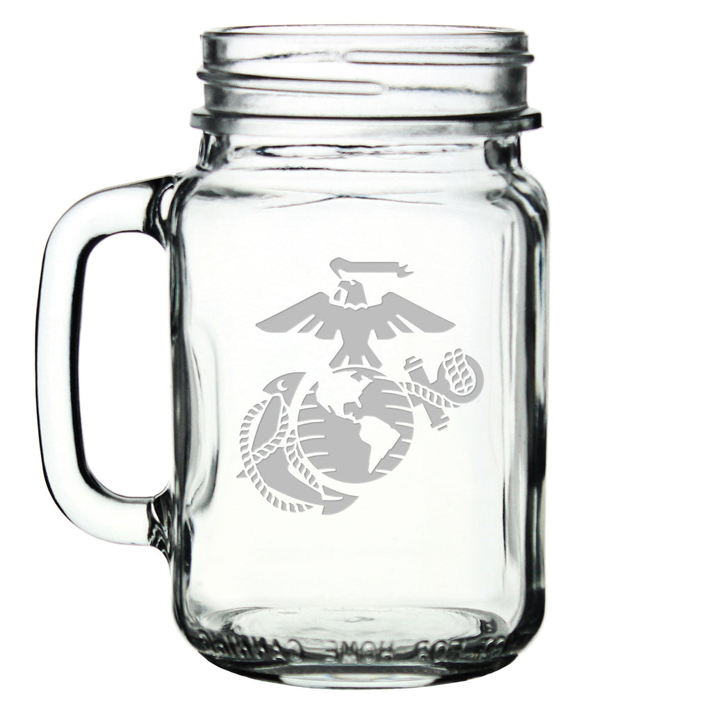 US Marines 16oz Old Fashioned Drinking Jar with Handle