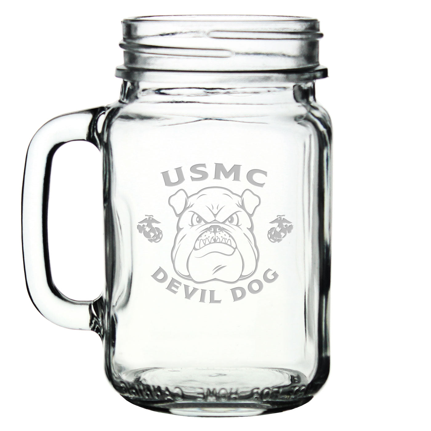 USMC Bulldog 16oz Old Fashioned Drinking Jar with Handle