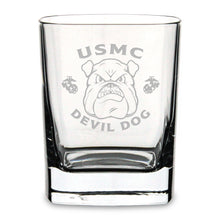 Load image into Gallery viewer, USMC Bulldog Square 11.75oz Double Old Fashion Glass*