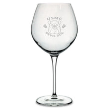 Load image into Gallery viewer, Marines Bulldog Luigi Bormioli 22oz Robusto Wine Glass*