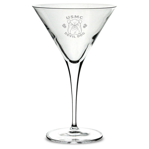 Marines Bulldog Luigi Bormioli 10oz Martini Glass*