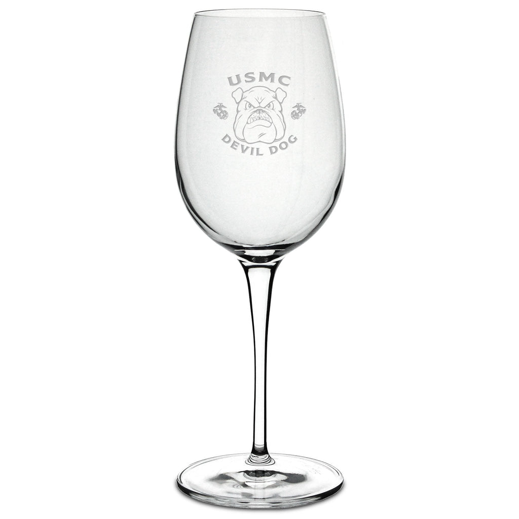 Marines Bulldog Luigi Bormioli 12oz White Wine Glass*