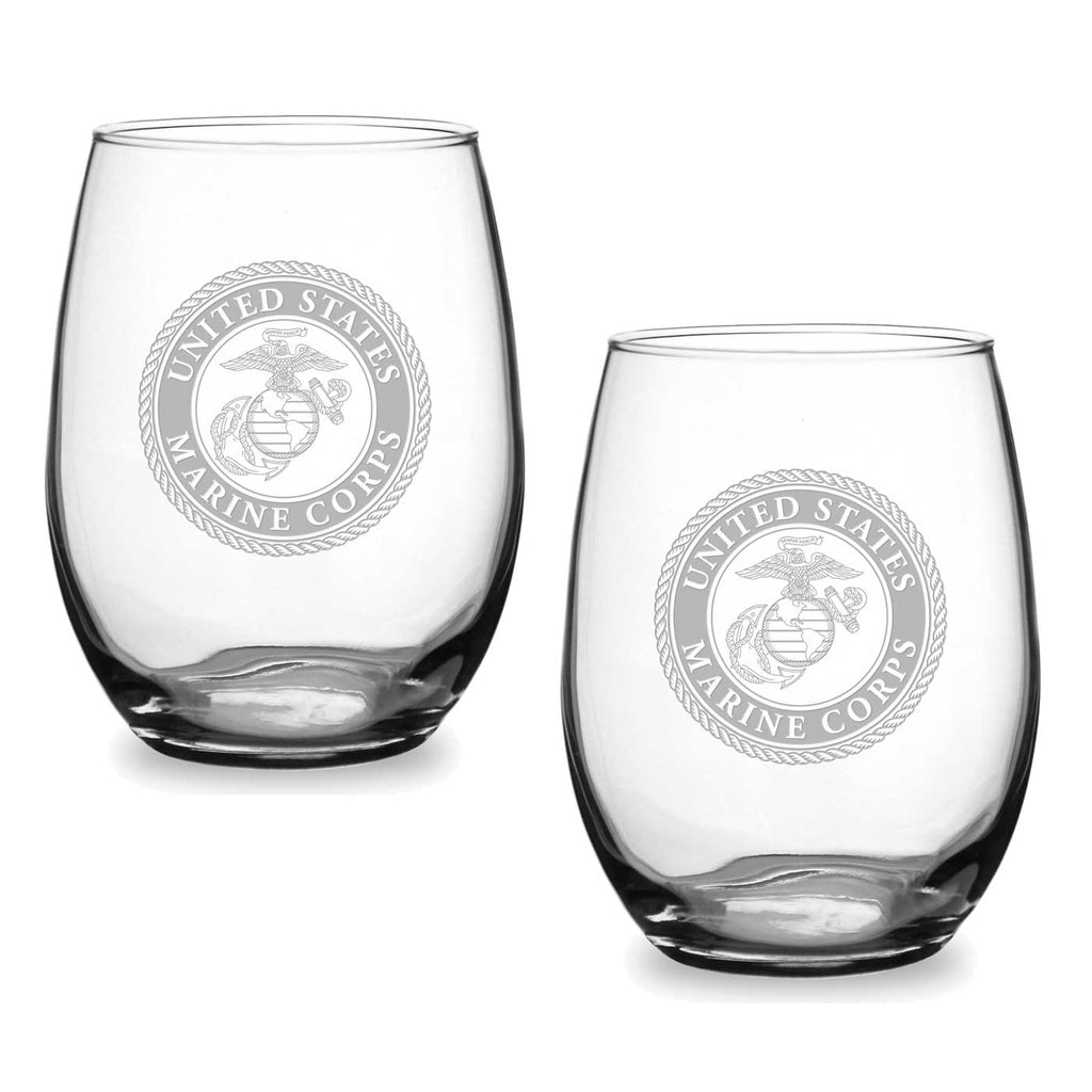 Marines Seal Set of 2 21oz Stemless Wine Glasses*