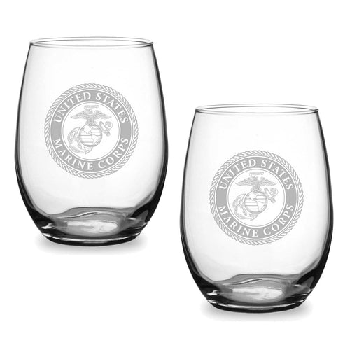 Marines Seal Set of 2 21oz Stemless Wine Glasses*