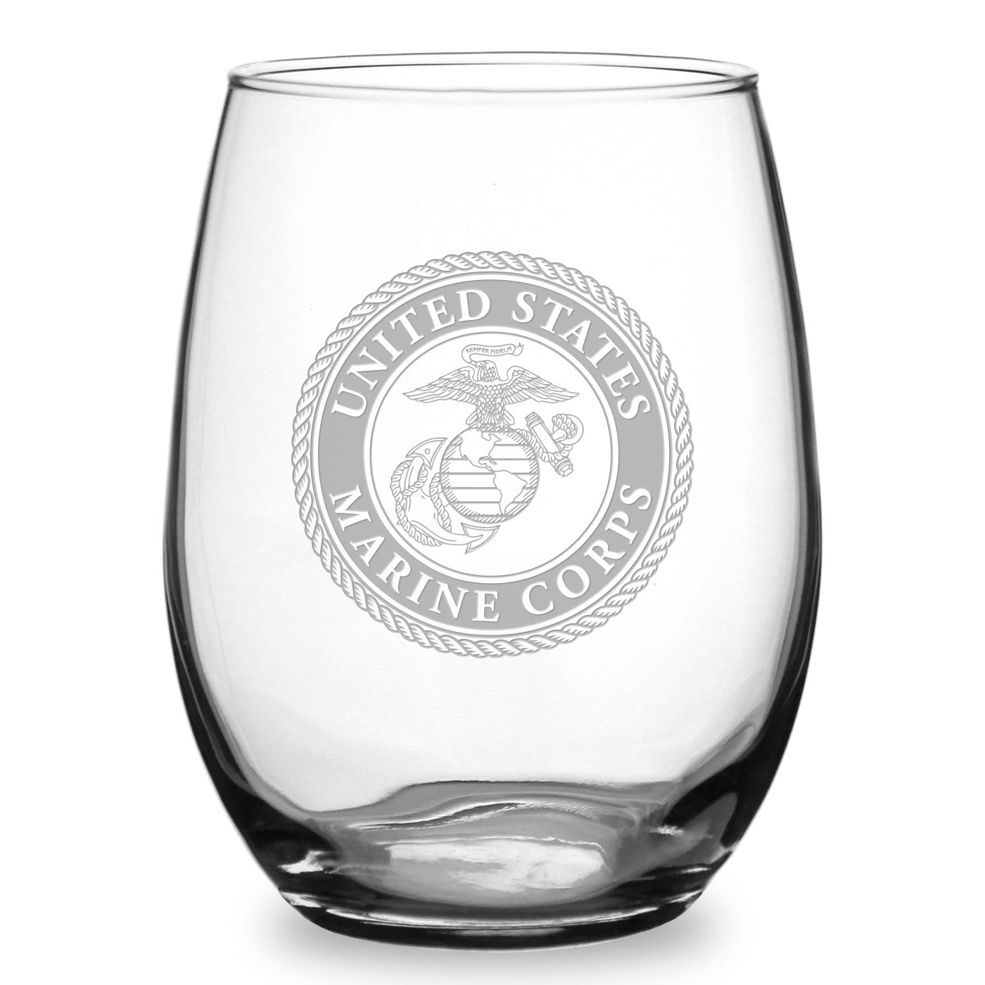 USMC Seal 21oz Stemless Wine Glass