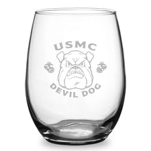 Load image into Gallery viewer, USMC Bulldog 21oz Stemless Wine Glass*