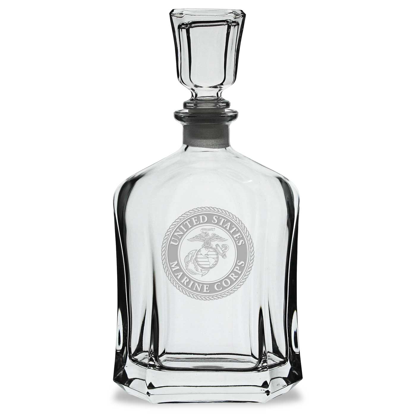 USMC Seal 23.75oz Crystal Whiskey Decanter*