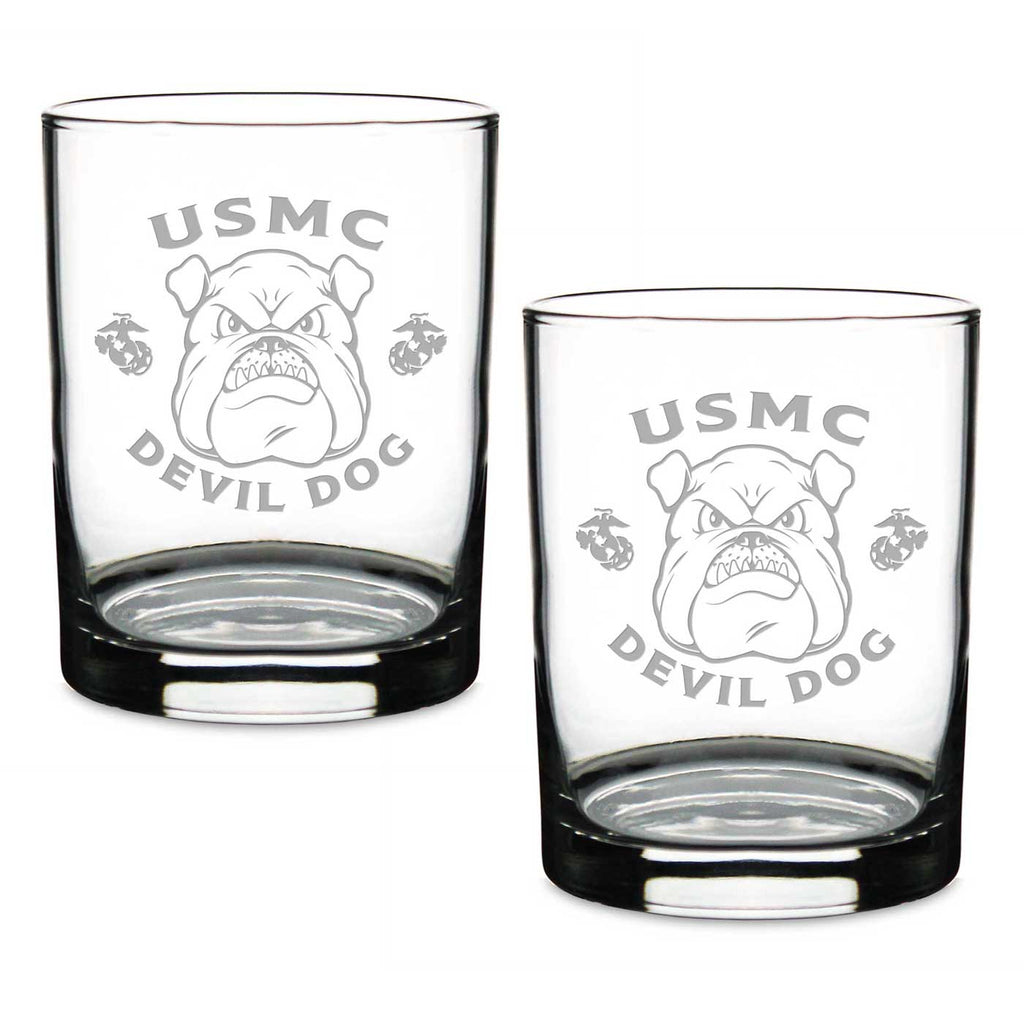 Marines Bulldog Set of 2 14oz Double Old Fashioned*