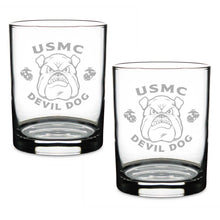 Load image into Gallery viewer, Marines Bulldog Set of 2 14oz Double Old Fashioned*