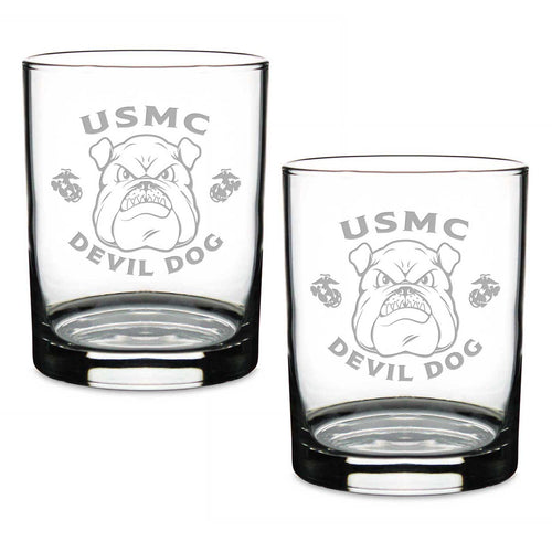 Marines Bulldog Set of 2 14oz Double Old Fashioned*