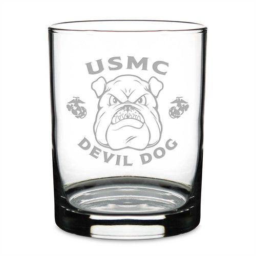 USMC Bulldog Double Old Fashion Glass*