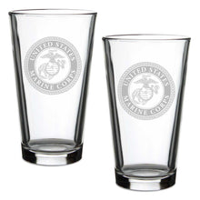 Load image into Gallery viewer, Marines Seal Set of 2 16oz Pint Glasses*