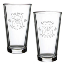 Load image into Gallery viewer, Marines Bulldog Set of 2 16oz Pint Glasses*