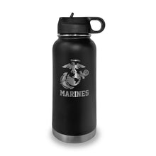 Load image into Gallery viewer, Marines EGA Stainless Steel Laser Etched 32oz Water Bottle (Black)