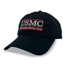 Load image into Gallery viewer, USMC Garment Washed Twill Bar Hat (Black)