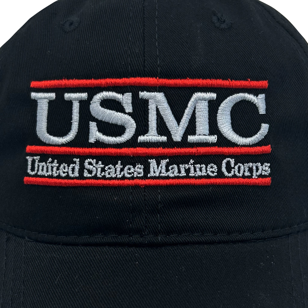 USMC Garment Washed Twill Bar Hat (Black)