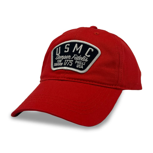 USMC Semper Fidelis Garment Washed Twill Hat (Red)