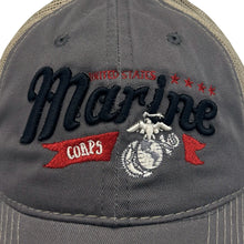 Load image into Gallery viewer, Marine Corps Banner Soft Mesh Snapback Hat (Charcoal)