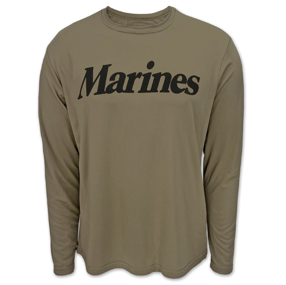 Marines Logo Core Performance Long Sleeve T (Olive)