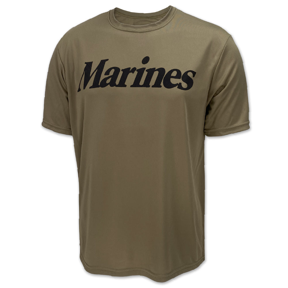 Marines Logo Core Performance T-Shirt (Olive)