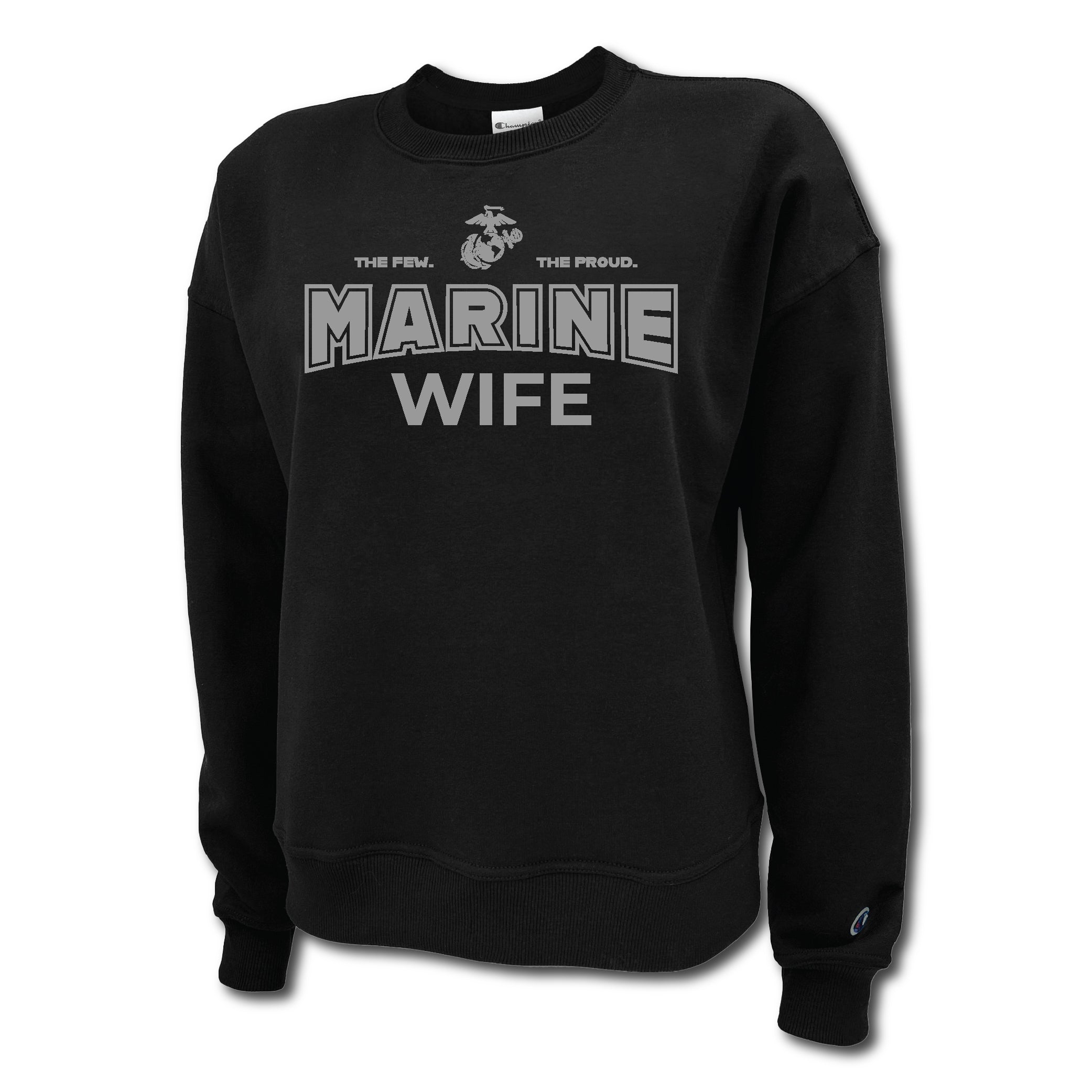 Marines Wife Ladies Crewneck (Black)