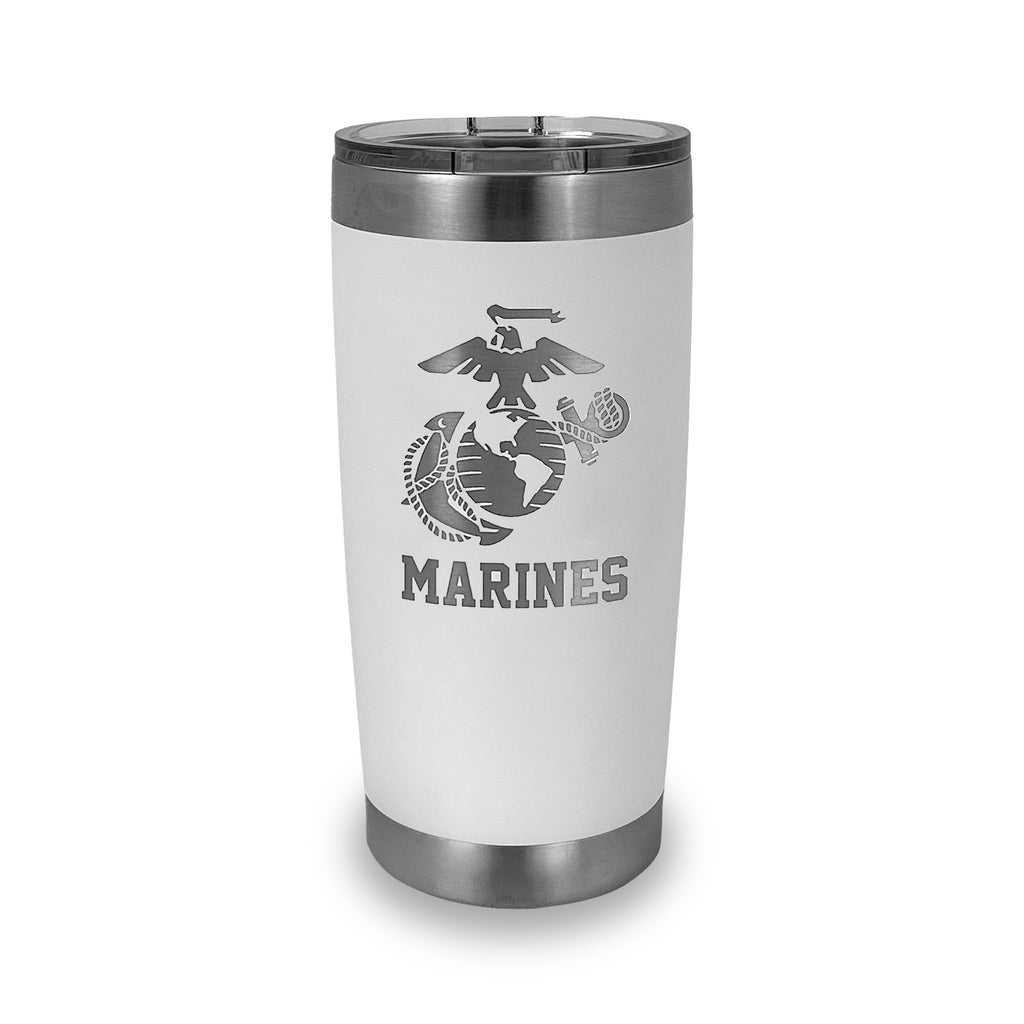 Marines EGA Stainless Steel Laser Etched 20oz Tumbler (White)