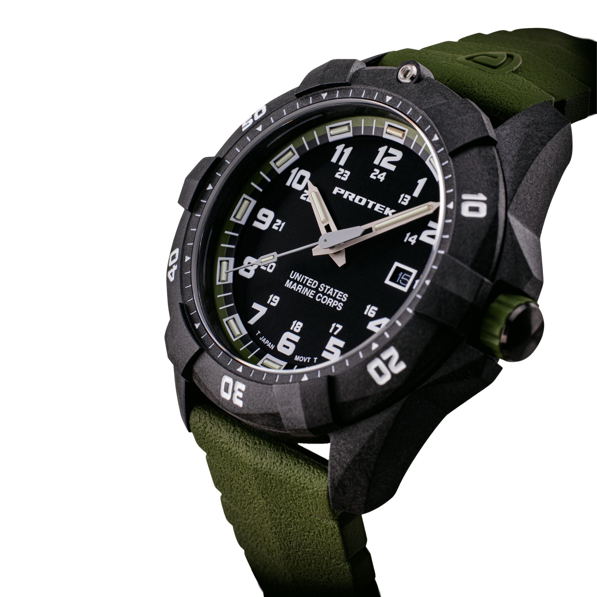 ProTek USMC Carbon Composite Dive Watch - Carbon/Black/Green (Green Band)*