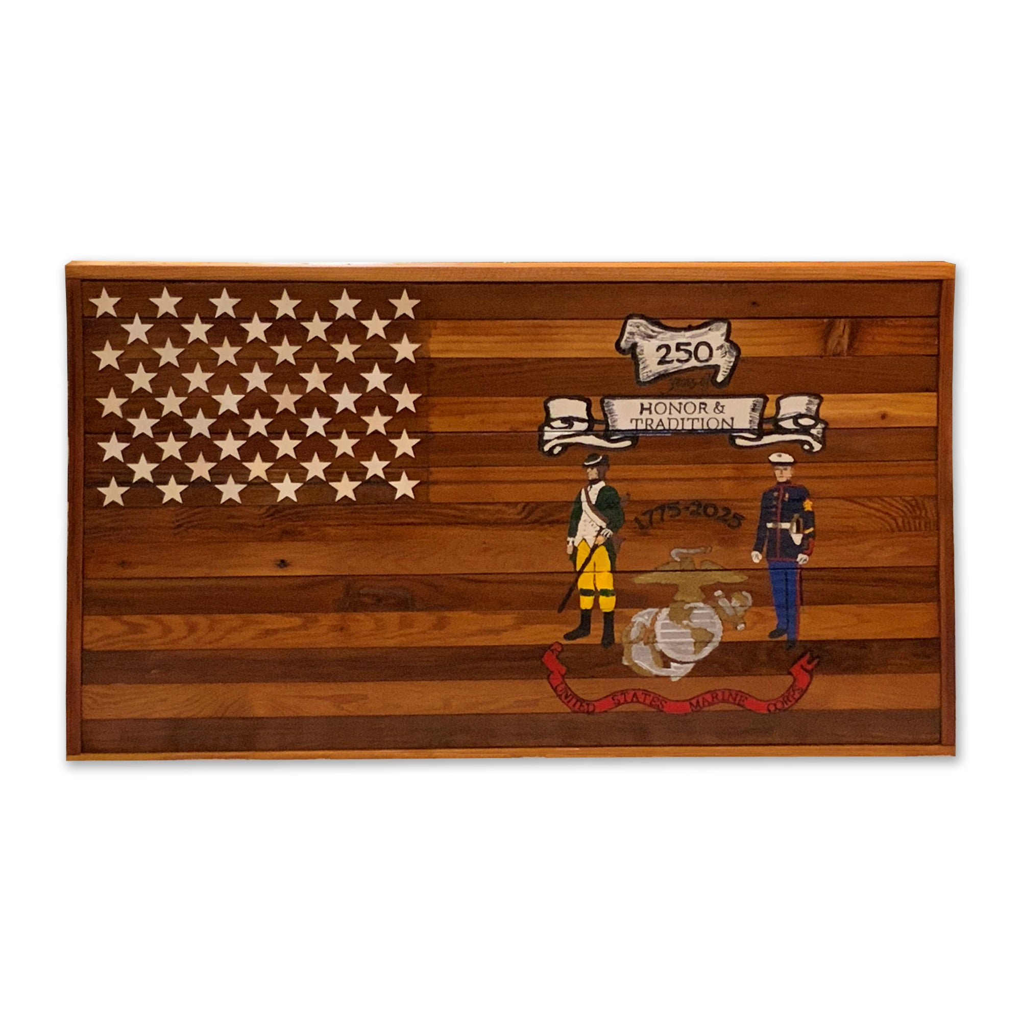 250th USMC Birthday Barnwood Flag (natural stain)