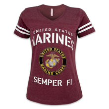 Load image into Gallery viewer, United States Marines Ladies Stencil T-Shirt (Burgundy)