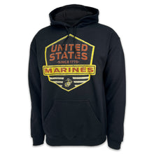 Load image into Gallery viewer, Marines Distressed Hexagon Shield Hood (Black)