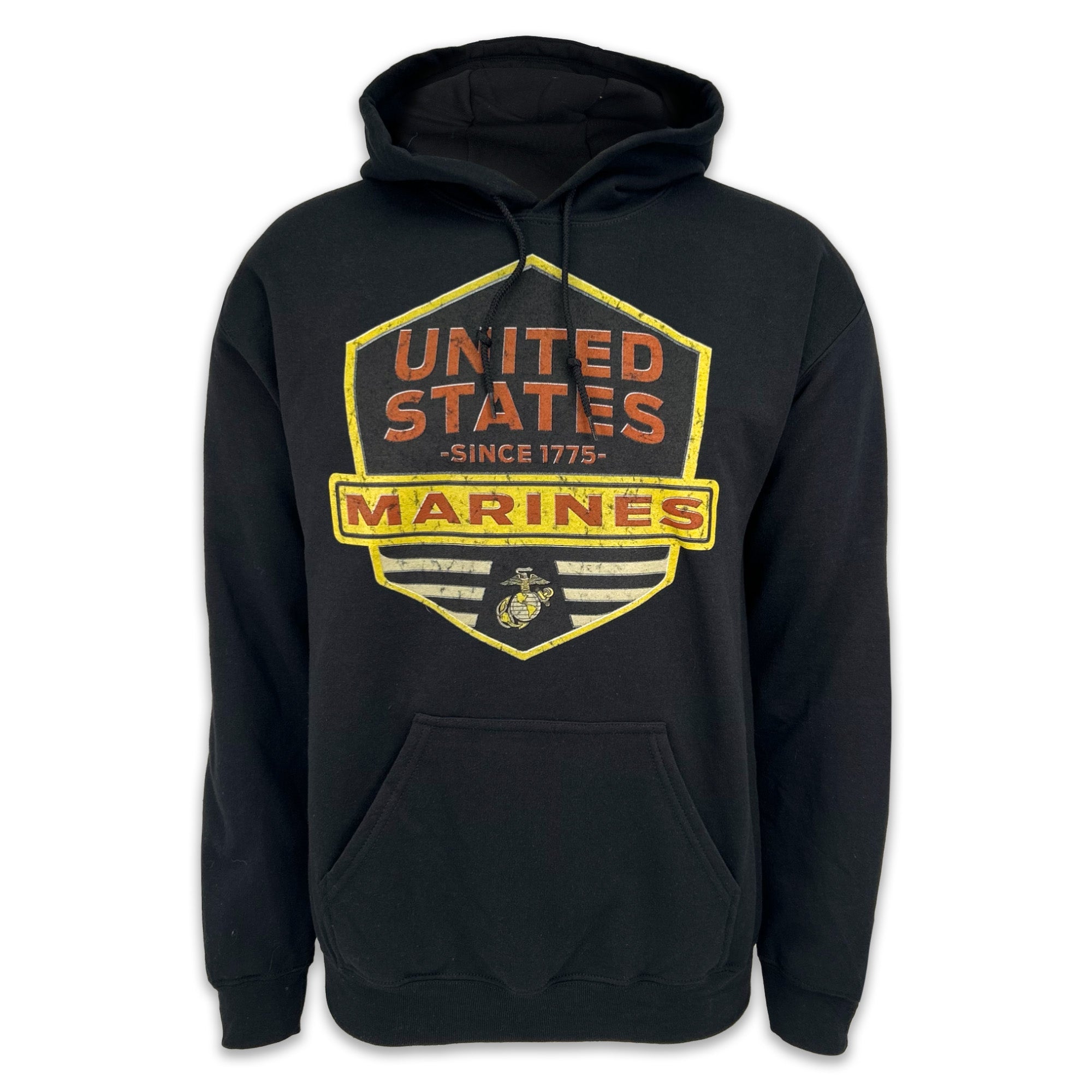 Marines Distressed Hexagon Shield Hood (Black)