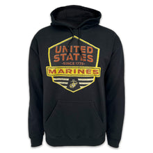 Load image into Gallery viewer, Marines Distressed Hexagon Shield Hood (Black)