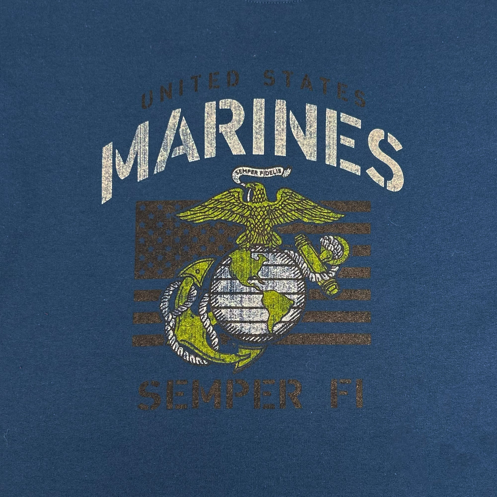 Marines Ladies Vintage Stencil Champion Crewneck (Blue)