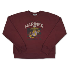 Load image into Gallery viewer, Marines Ladies Vintage Stencil Crewneck (Maroon)