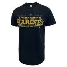 Load image into Gallery viewer, United States Marines Distressed Print Eagle T-Shirt (Black)