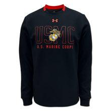 Load image into Gallery viewer, Marines Under Armour Gameday Double Knit Fleece Crewneck (Black)