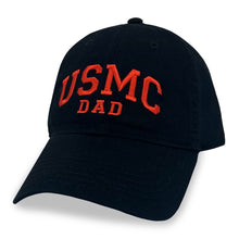 Load image into Gallery viewer, USMC Dad Relaxed Twill Hat (Black/Red)