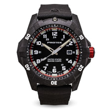 Load image into Gallery viewer, ProTek USMC Carbon Composite Dive Watch - Carbon/Black/Red (Black Band)*