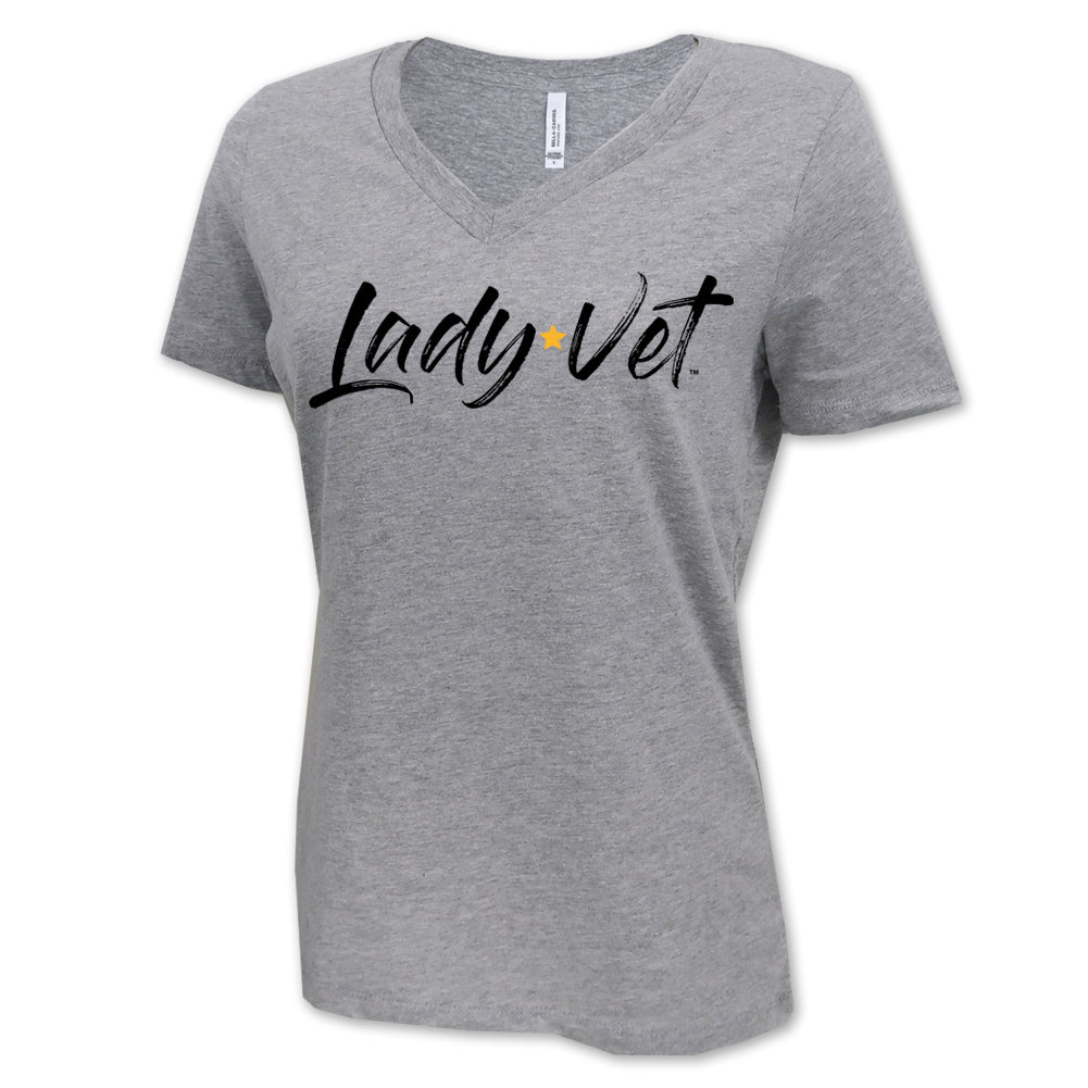 Marines Lady Vet Full Chest Logo V-Neck T-Shirt